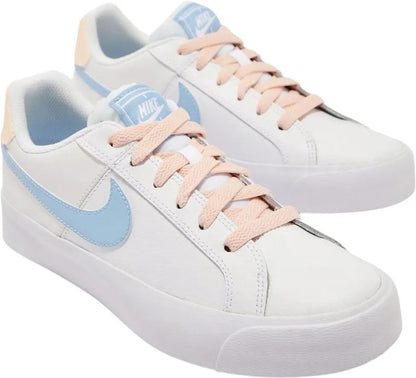 Nike Women's Court Royale AC Sneakers: White, Psychic Blue, Classic Tennis Style