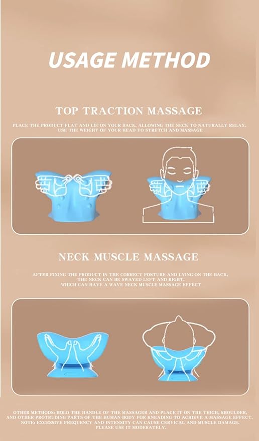Blue Portable Cervical Traction Pillow with Eye Mask