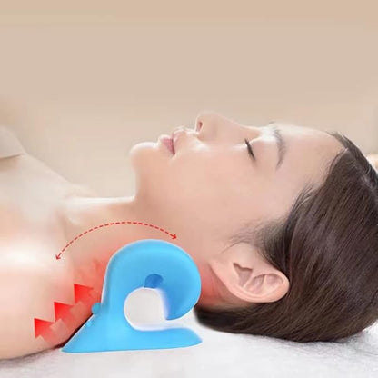 Blue Portable Cervical Traction Pillow with Eye Mask