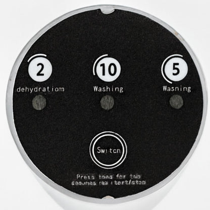 Control panel with buttons labeled 'dehydration', 'Washing', and 'Switch' on a white background.