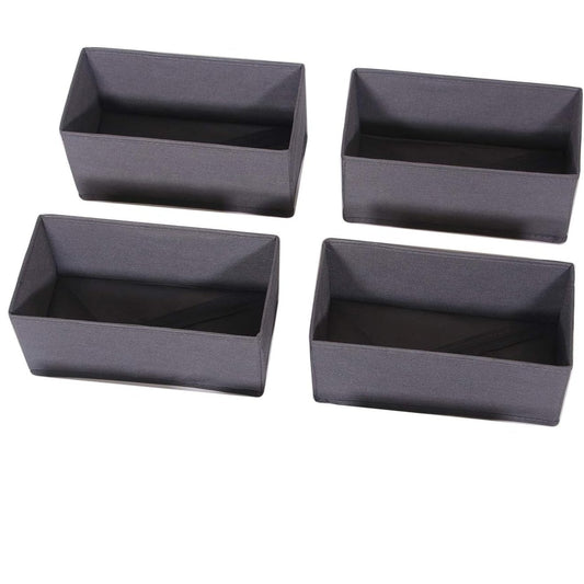 TENABORT Foldable Grey Closet Organizer Bins Set of 4 with Handles.