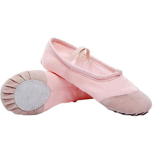 Furein Light Pink Canvas Ballet Shoes with Split Sole