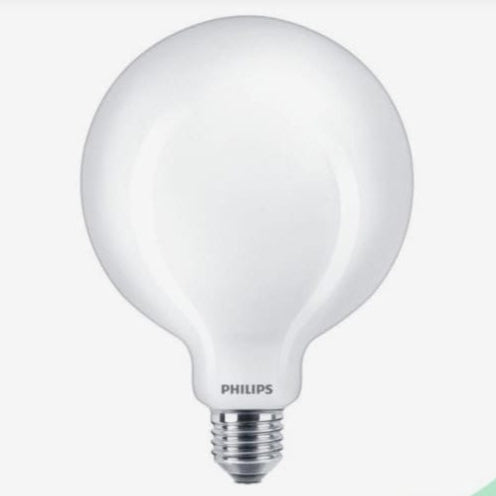 Philips LED light bulb on a white background with brand logo.
