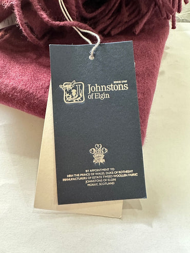 Luxurious Purple Damson 100% Cashmere Stole with Elegant Fringe