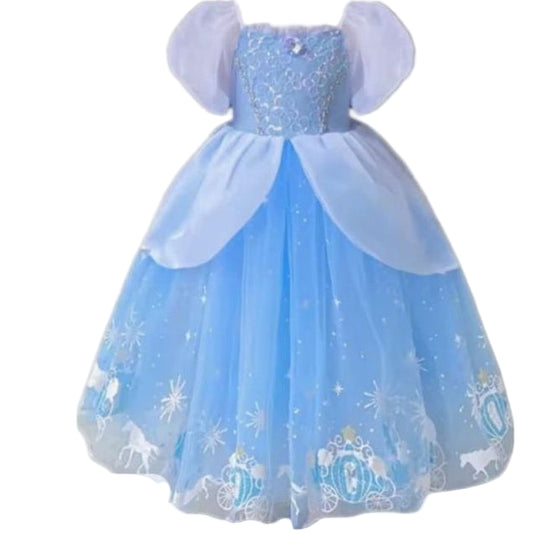 Blue dress with white accents on a Carousell platform listing page.