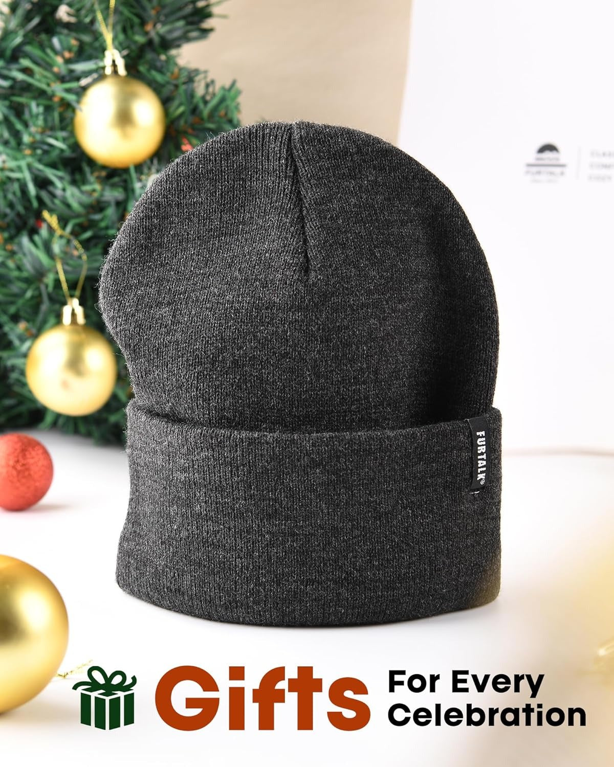 FURTALK Soft Warm Unisex Cuffed Beanie Knitted Skull Cap for Men Women