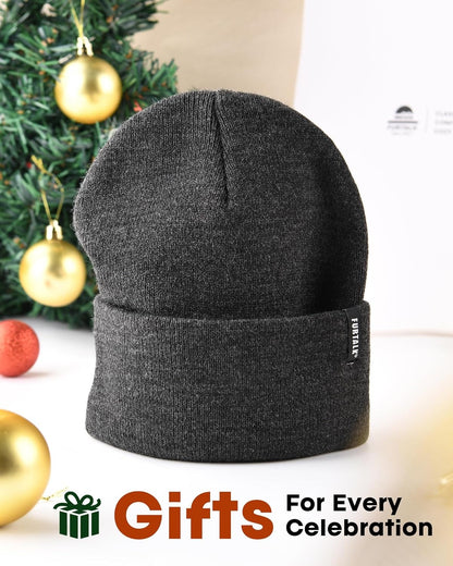 FURTALK Soft Warm Unisex Cuffed Beanie Knitted Skull Cap for Men Women