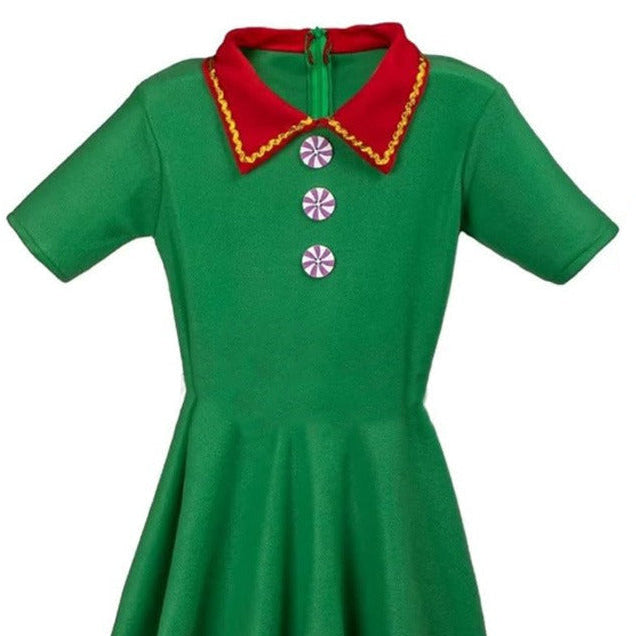 Green ELF dress on a white background