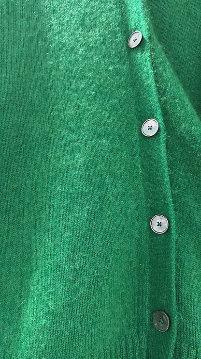 Jaeger Cozy Knit Button-Front Cardigan – Emerald Green