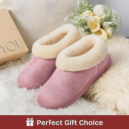 EverFoams Women's Micro Suede Cozy Winter Slippers with Fuzzy Shearling Lining Memory Foam