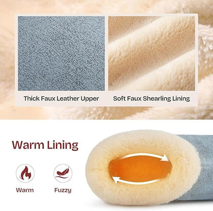 EverFoams Women's Micro Suede Cozy Winter Slippers with Fuzzy Shearling Lining Memory Foam