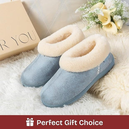 EverFoams Women's Micro Suede Cozy Winter Slippers with Fuzzy Shearling Lining Memory Foam