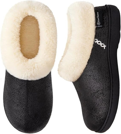 EverFoams Women's Micro Suede Cozy Winter Slippers with Fuzzy Shearling Lining Memory Foam