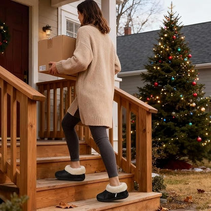 EverFoams Women's Micro Suede Cozy Winter Slippers with Fuzzy Shearling Lining Memory Foam