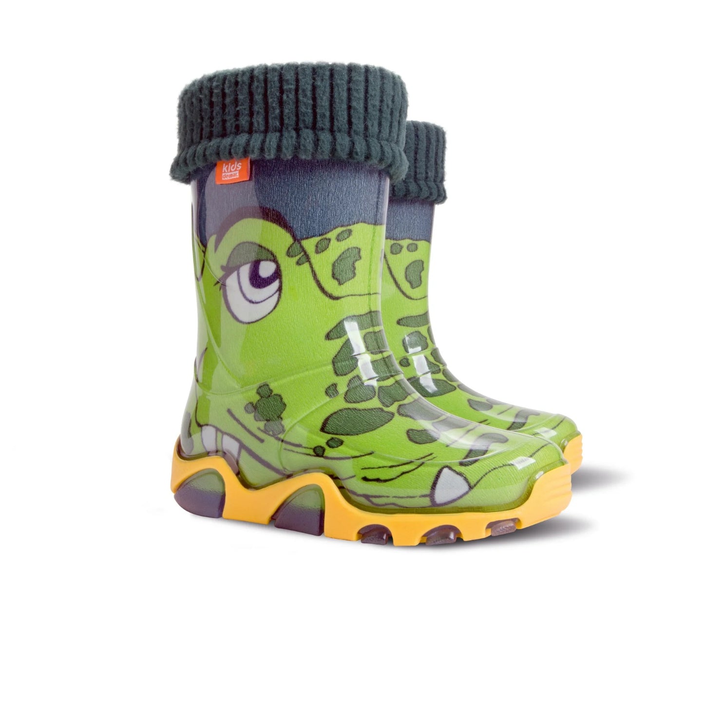 DEMAR Boys' Crocodile Rain Boots with Removable Warm Lining