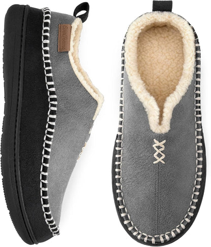 EverFoams Men's Memory Foam Moccasin Slippers: Warm Suede Indoor/Outdoor Comfort