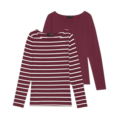 Anna Field 2 IN PACK - Long sleeved top (bordeaux,off-white)