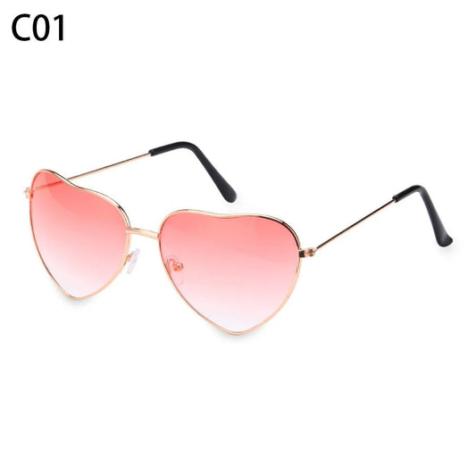 Women Ocean Lenses Outdoor Goggles Vintage Heart Shaped Sunglasses Gradient Sun Glasses Metal Frame C01
