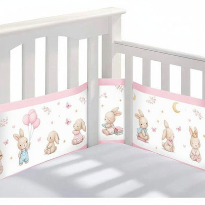 Breathable Baby Crib Bumper – Pink Bunny Cocoon