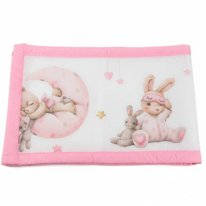 Breathable Baby Crib Bumper – Pink Bunny Cocoon