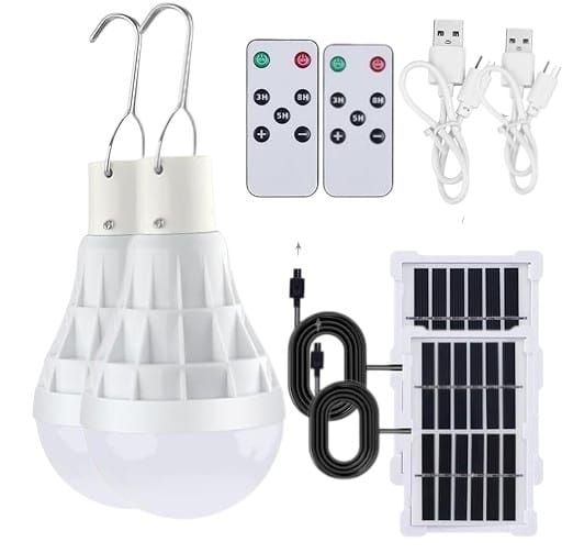 TechKen Solar LED Light Bulb with Remote, Dimmable, Rechargeable (2 IN Pack)