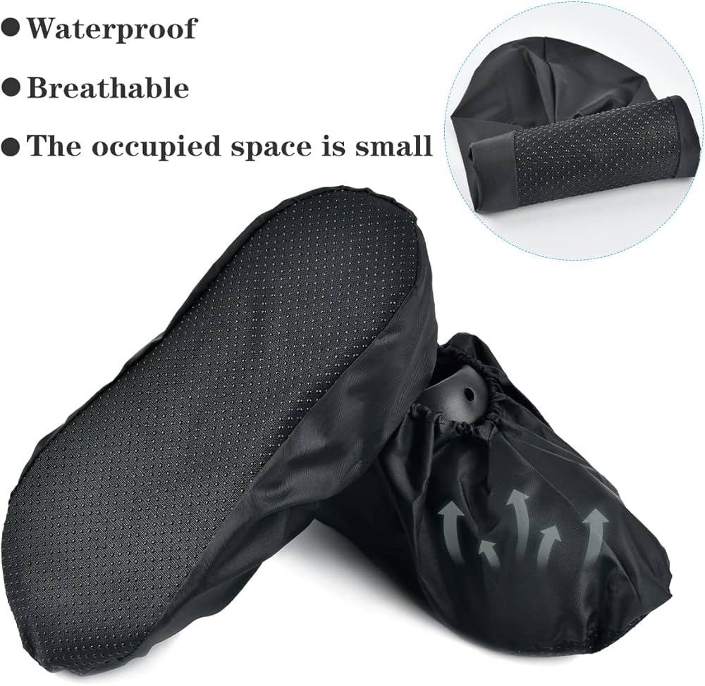 Non‑Slip Reusable Shoe Covers Waterproof Overshoes for Shoes 4 PAIR Black