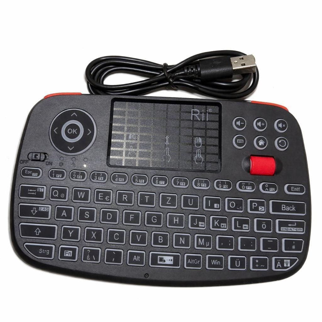 Rii i4 Dual Mode Wireless Multimedia Keyboard with Touchpad (German Version)