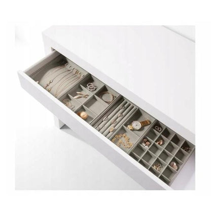 esmara Stackable Velvet Jewelry Organizer with Compartments and Ring Slots