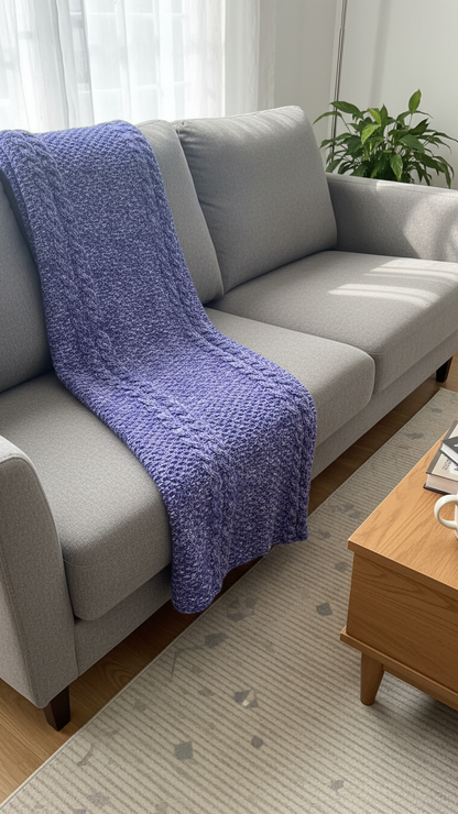 Handmade Crochet Purple Scarf - Throw Blanket