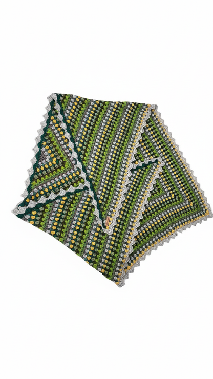 Handmade Crochet Baby Hat & Blanket Set – Green Multicolor