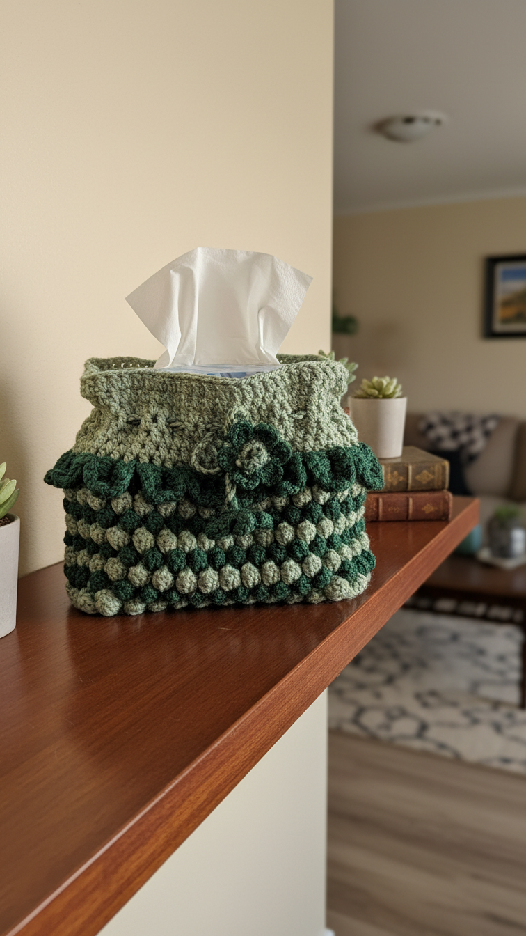 Handmade Crochet Mint Green Tissue Box Cover