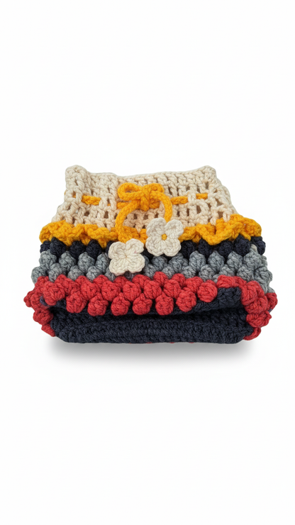 Handmade Crochet Tissue Box Cover – Multicolor Layered Design