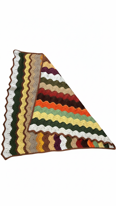 Handmade Multicolor Crochet Scarf - Decorative Throw