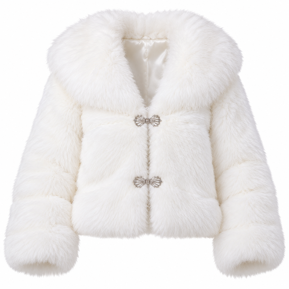 Women's Elegant White Faux Fur Wrap Jacket
