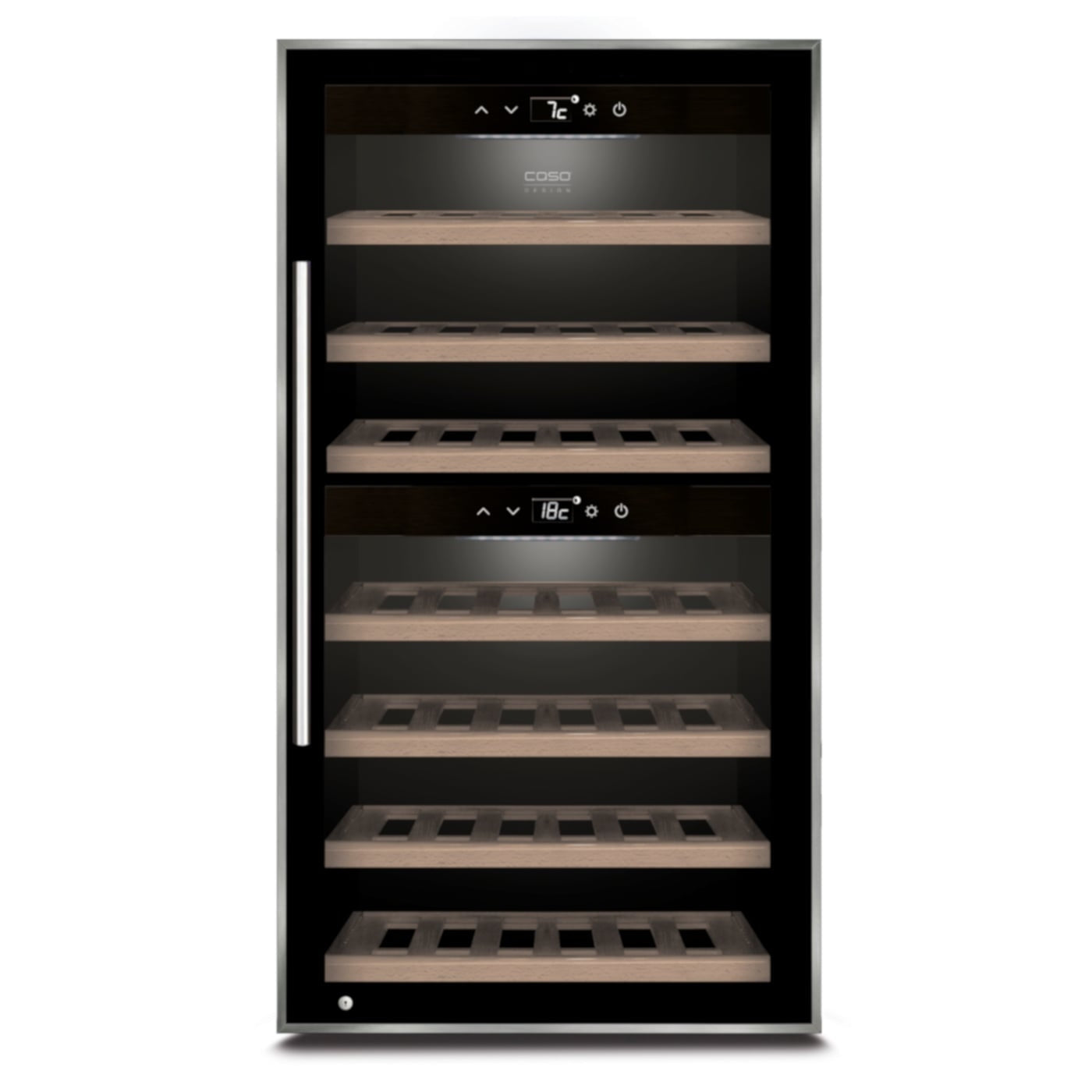 CASO WineComfort 66 Black Dual Zone Compressor Wine Refrigerator for 66 Bottles