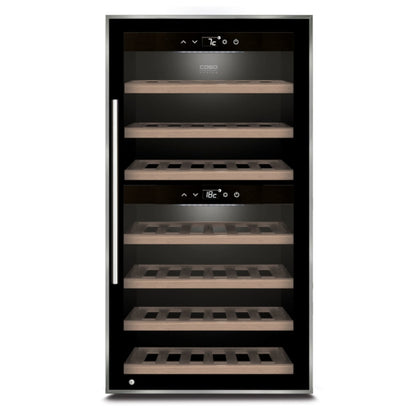 CASO WineComfort 66 Black Dual Zone Compressor Wine Refrigerator for 66 Bottles