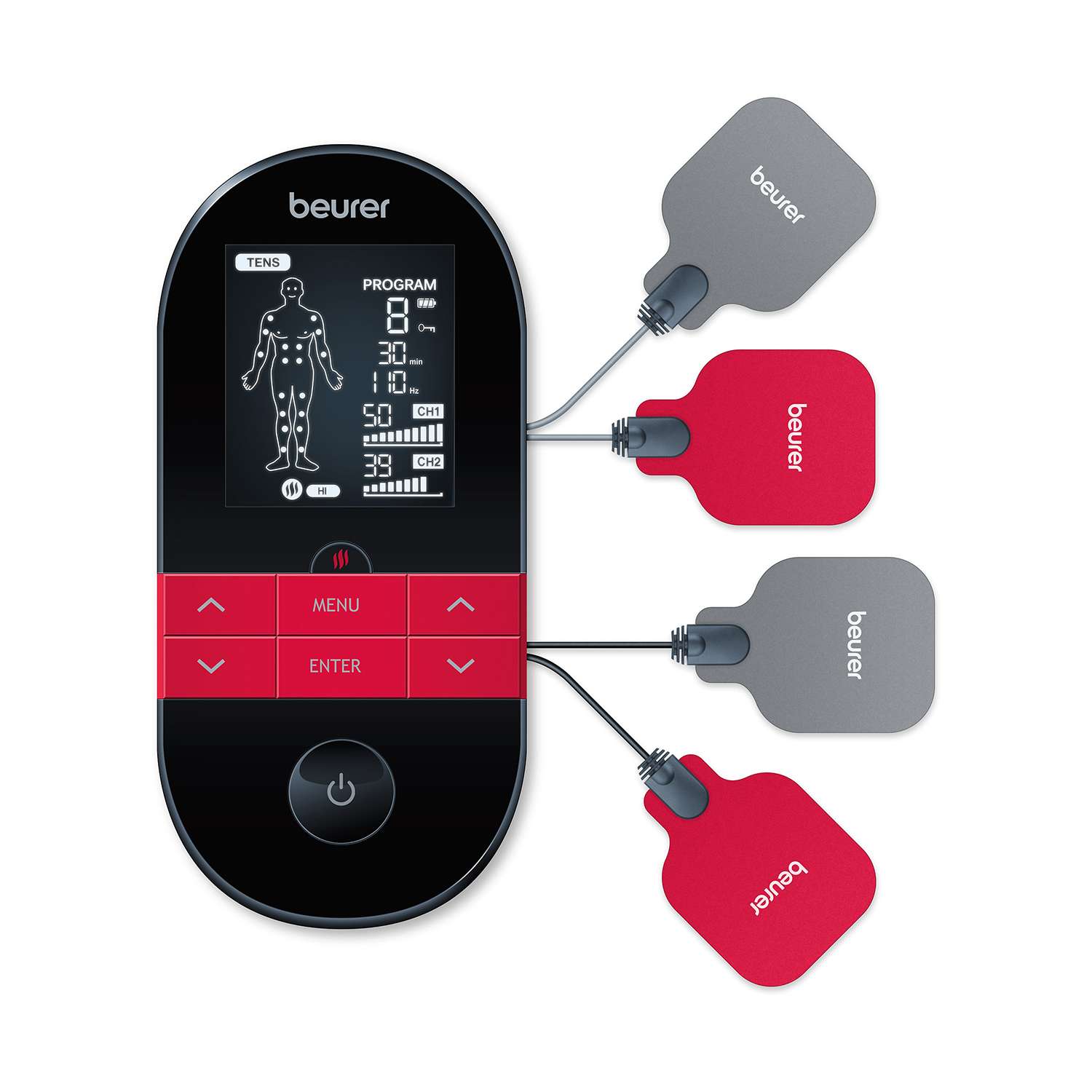 Beurer Digital TENS/EMS Device with Heat for Pain Relief & Muscle Stimulation