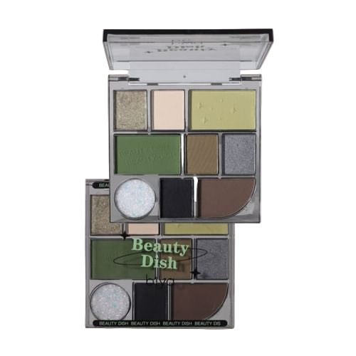 Biya Playful 9-Color Eyeshadow Palette: Bramble Green Matte Shimmer Glitter