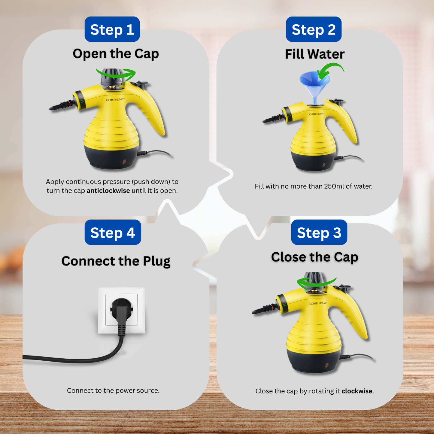 Comforday Multi-Purpose Handheld Pressurized Steam Cleaner 1050W with 9 Accessories