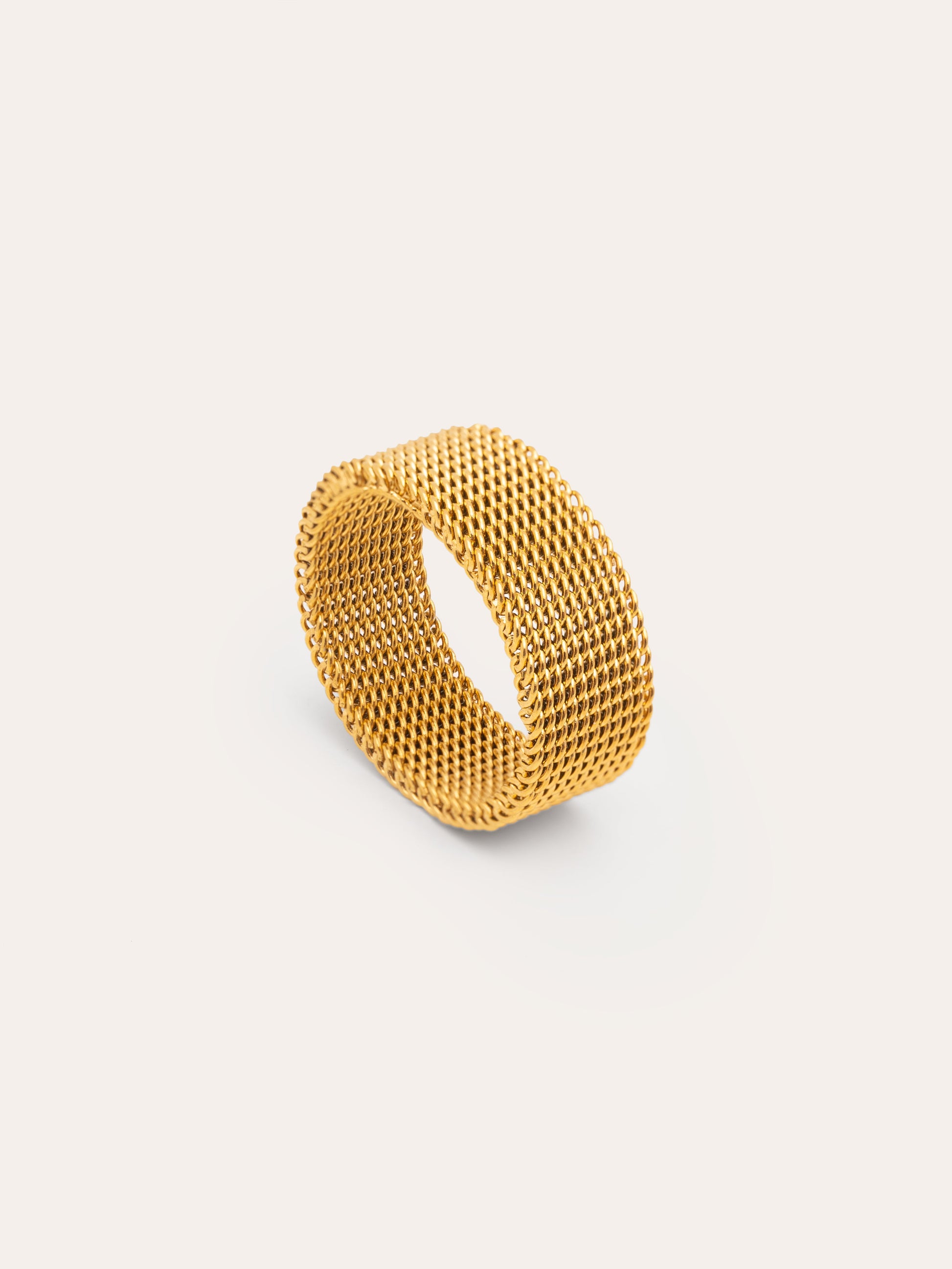 Gold-Plated Mesh Stainless Steel Maxi Ring for Bold Style