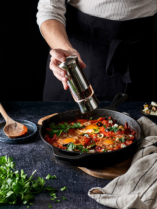 Peugeot Zeli Electric Salt Mill: Sleek Stainless Steel, One-Handed Operation