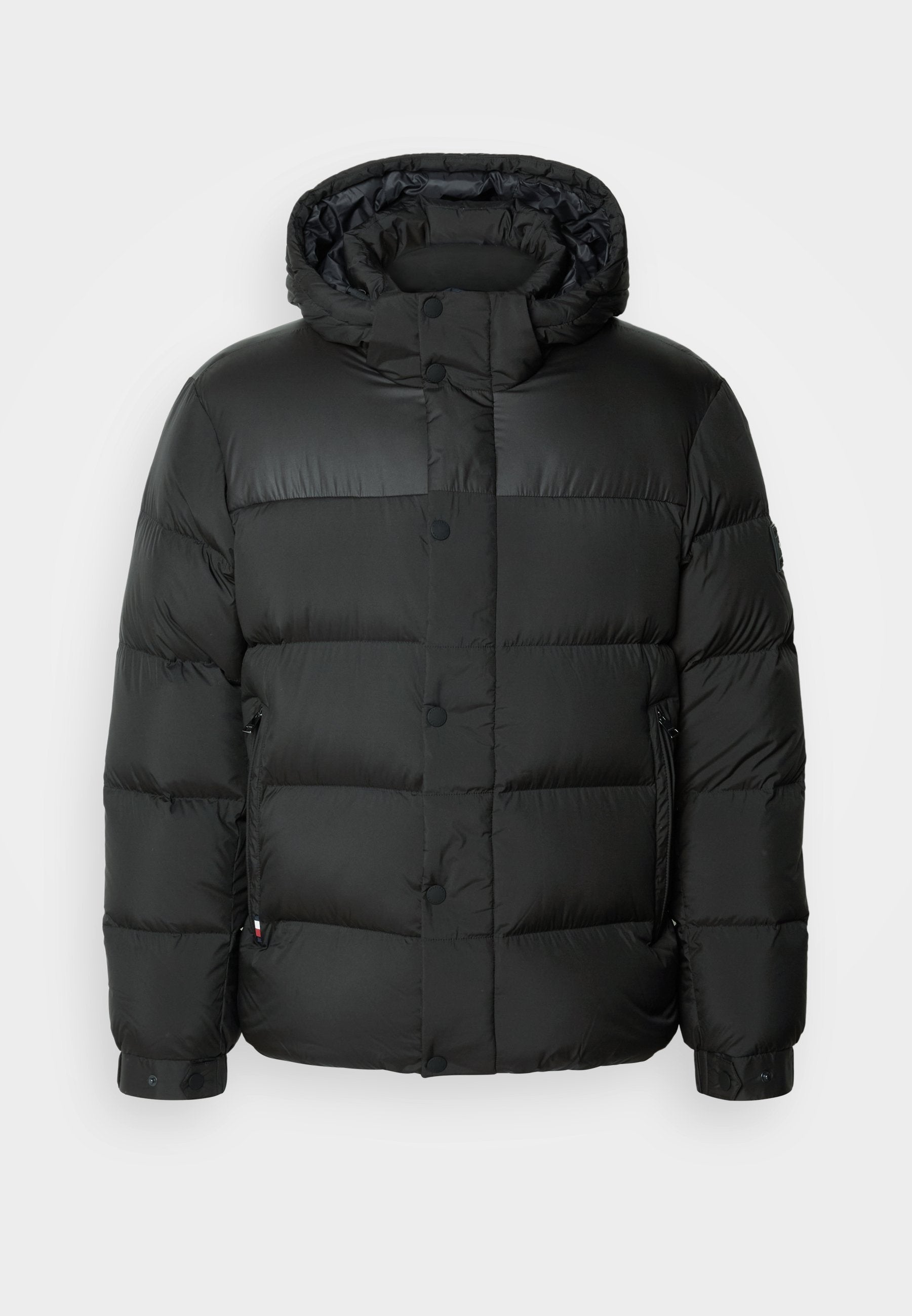 Tommy Hilfiger Men's Black Hooded Puffer Down Jacket Warm Water-Repellent Wind-Resistant