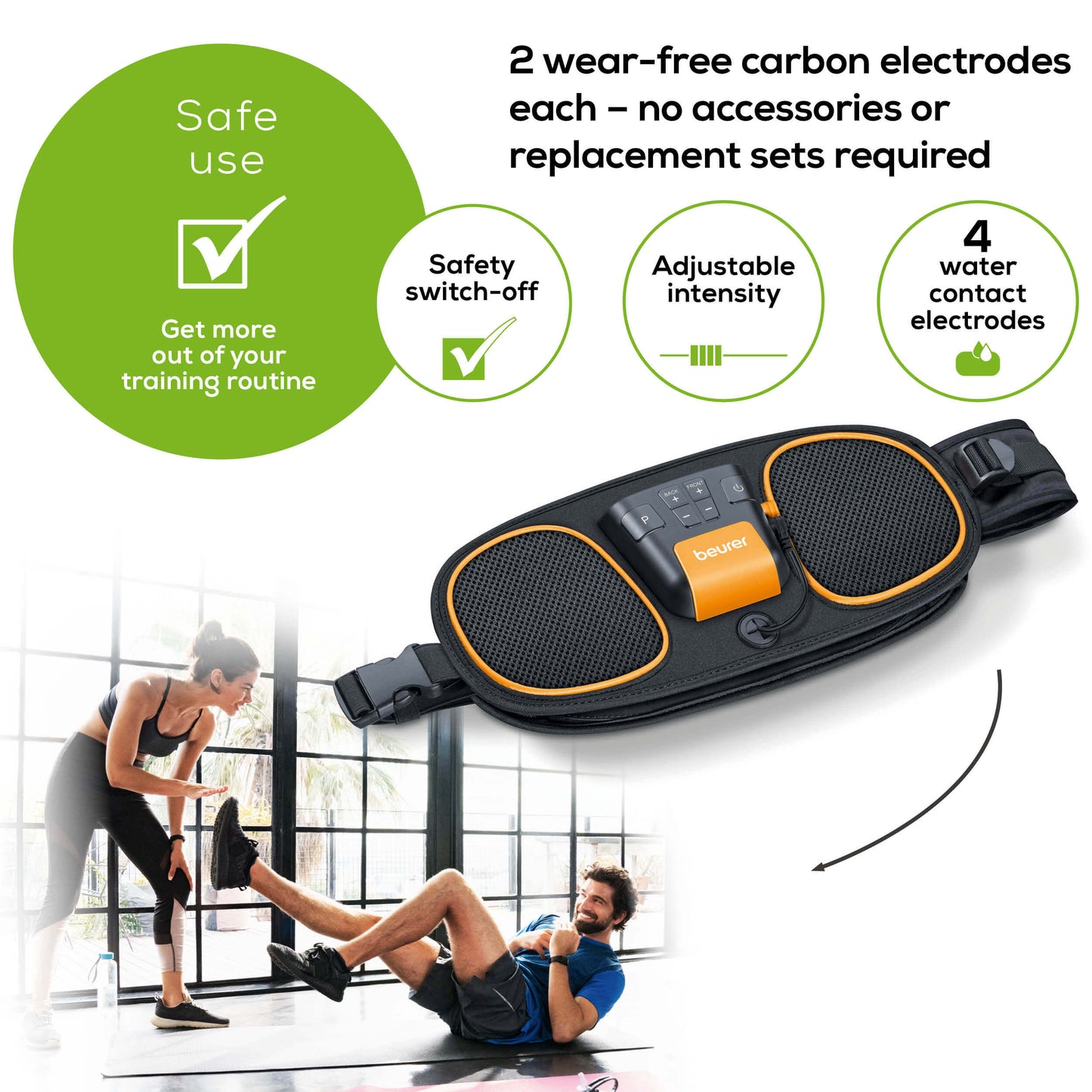 Beurer EM 39 2-in-1 Abdomen & Back Muscle Toning Belt for Core Strength
