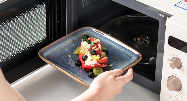 UNICASA 8-inch Square Stoneware Plates Set, Reactive Glaze, Dishwasher Microwave Safe