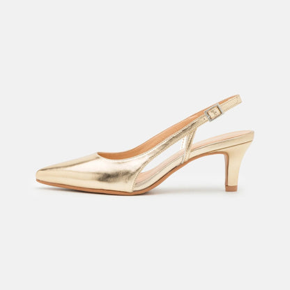 Anna Field Elegant Gold Classic Pointed Toe Stiletto Slingback Heels - Gomix Brands Outlet