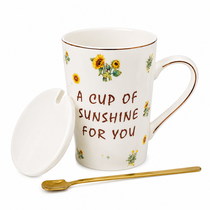 Ceramic Mug with Lid “A Cup of Sunshine for You”