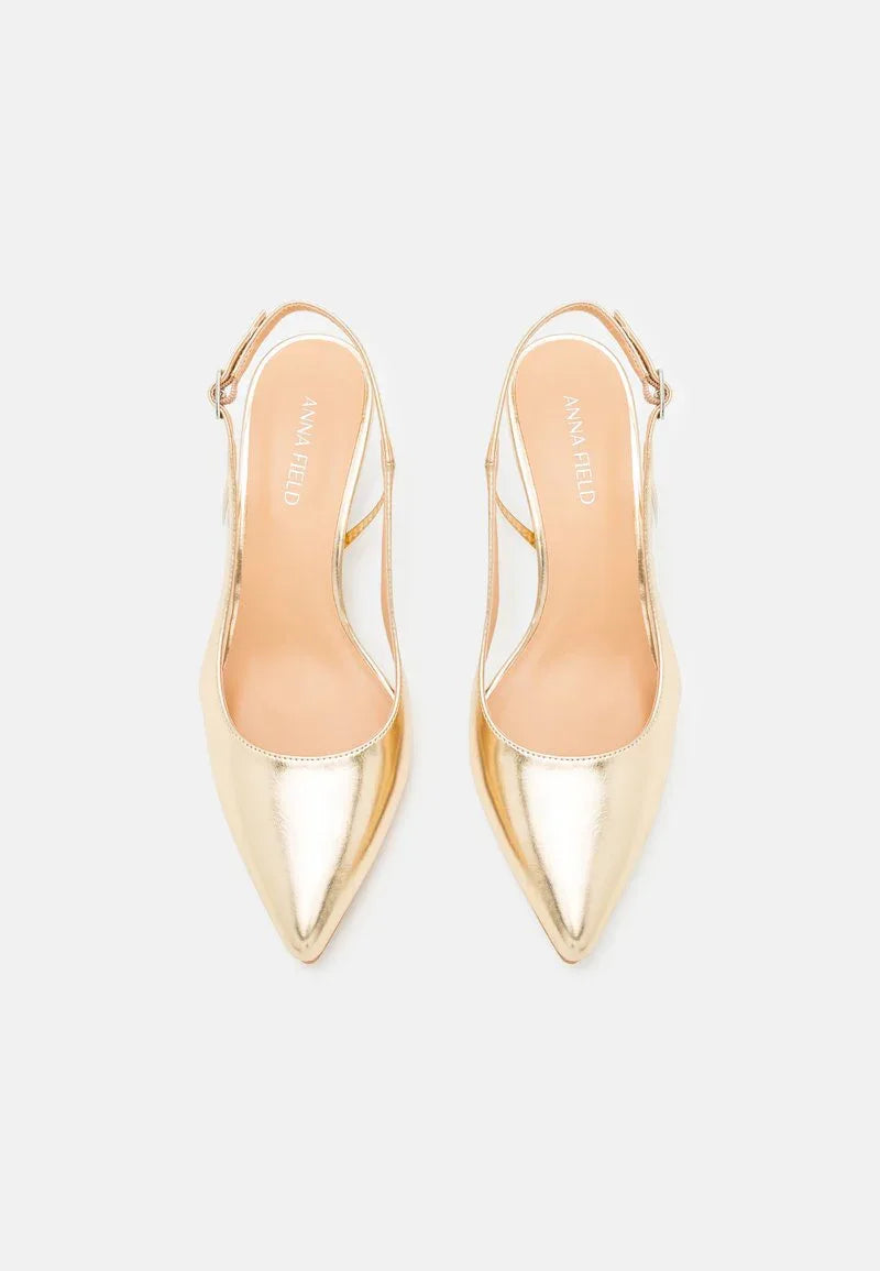 Anna Field Elegant Gold Classic Pointed Toe Stiletto Slingback Heels - Gomix Brands Outlet