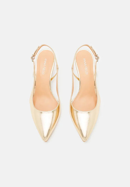 Anna Field Elegant Gold Classic Pointed Toe Stiletto Slingback Heels - Gomix Brands Outlet