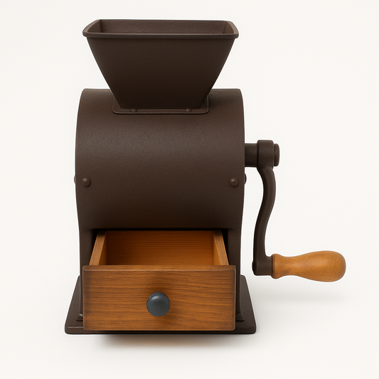 Charming Rare Vintage Hand-Crank Coffee Grinder Wooden Mill Manual Bean