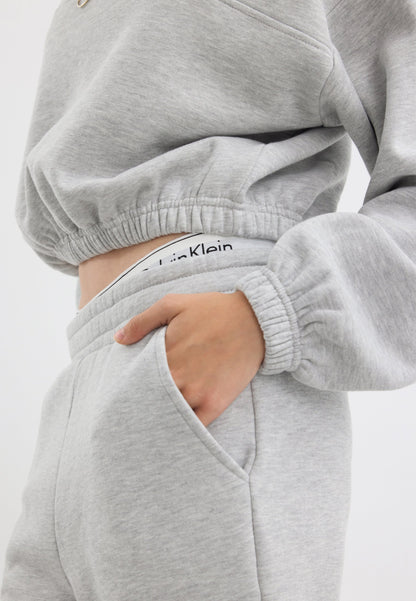 Even&Odd Women's Mottled Light Grey Cotton Blend Zip-Neck Tracksuit Set